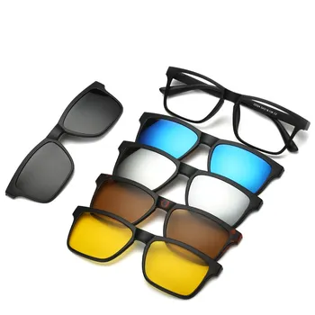 6 В 1 Потребителски Мъжки Дамски Поляризирани Оптични Магнитни Слънчеви очила с Магнитен Клипс за Слънчеви Очила на Polaroid Clip on Слънчеви Очила в Рамки