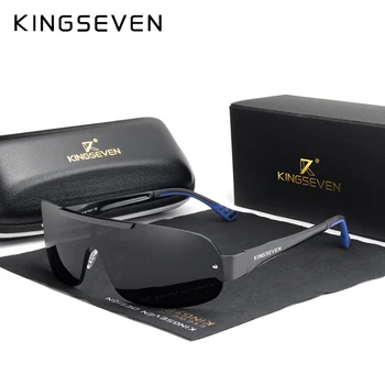 KINGSEVEN Дизайн на алуминиевите Мъжки Маркови Слънчеви Очила Polarized Мъжки Слънчеви Очила с Интегрирани Лещи Очила