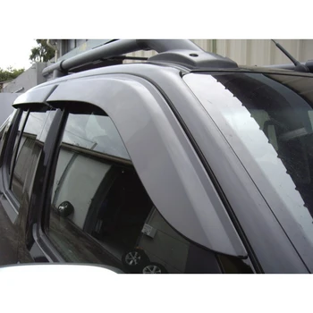 Дефлектори дъжд Козирка на прозореца, за да 1997-2004 Nissan Navara D22 Двойна Кабина 4ШТ Черен Дим