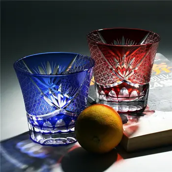 Луксозният японски стил, ръчна дърворезба, не съдържа олово кристална чаша за уиски, бар, прибори, чаши за вино, чаши за Алкохол, Скоч, Бърбън Изображение 2